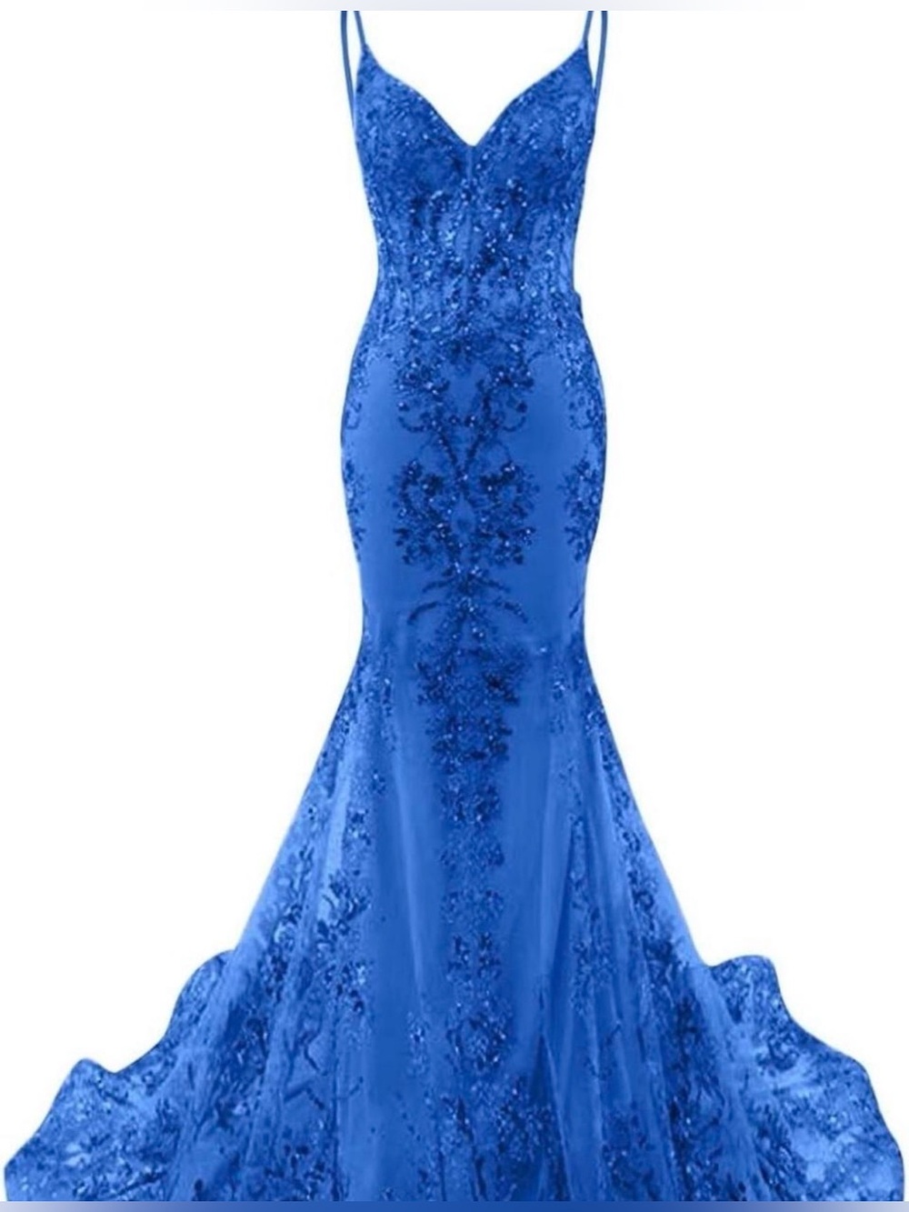 Royal Blue Beaded Mermaid Dress